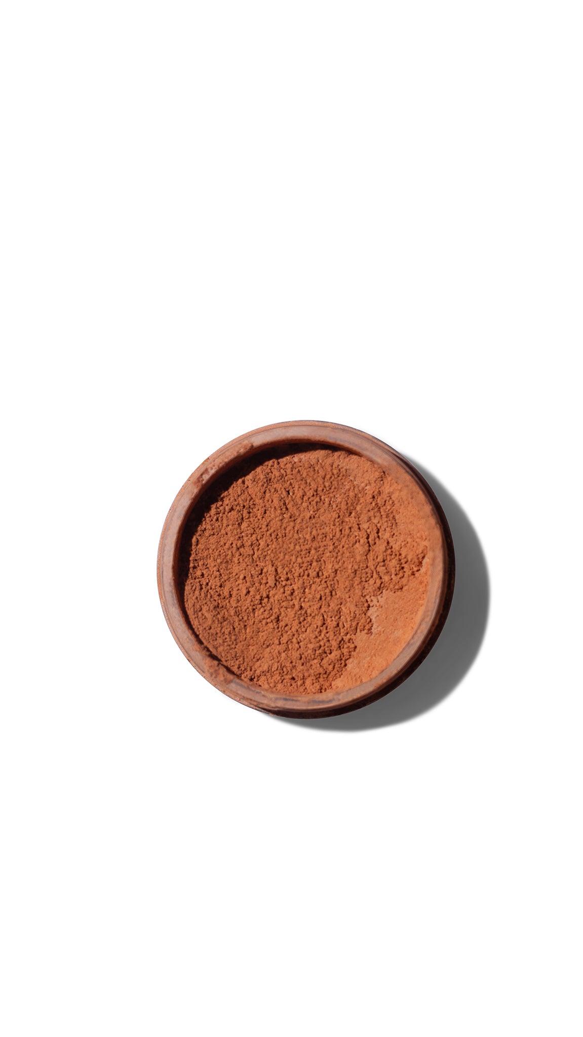 Makeup Scientist  with brown powder on a white background